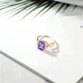 thumbnail image 4 of Gem Stone King 2.53 Ct Emerald Cut Purple Amethyst 18K Yellow Gold Plated Silver Ring, 4 of 5