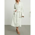 thumbnail image 2 of Gupgi Women Plush Bathrobe Winter Pajama Kimono Floral Print Fleece Long Robe Loungewear Spa Night Robe with Pockets, 2 of 9