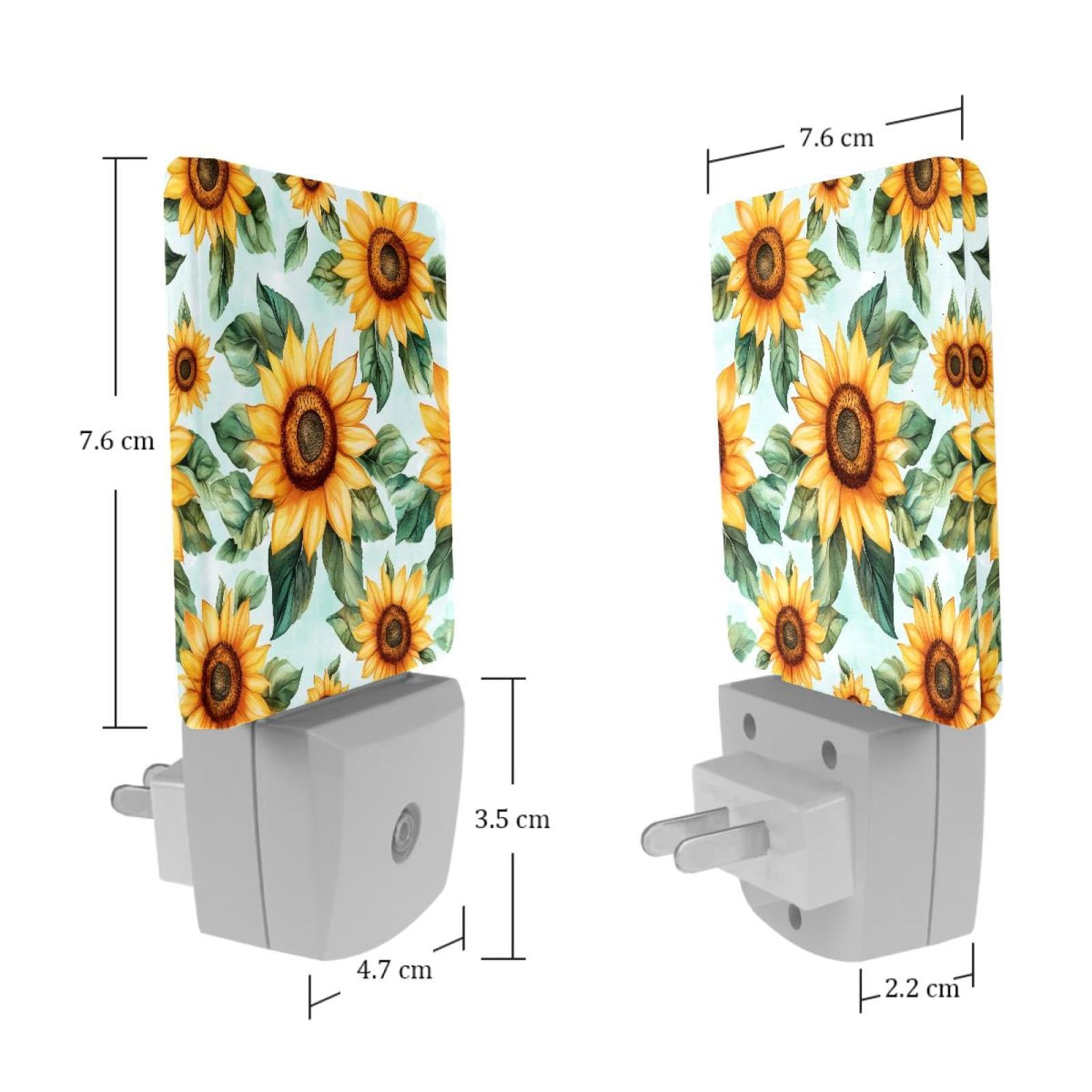 PhooArto Floral Sunflowers Pattern Plug in LED Night Light Auto Sensor Dusk to Dawn Decorative Night for Bedroom, Bathroom, Kitchen, Hallway, Stairs, Baby's Room, Energy Saving
