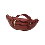 Leather Fanny Pack Waist Bag Adjustable 6 Pockets Adjustable strap 50" Bum Bag
