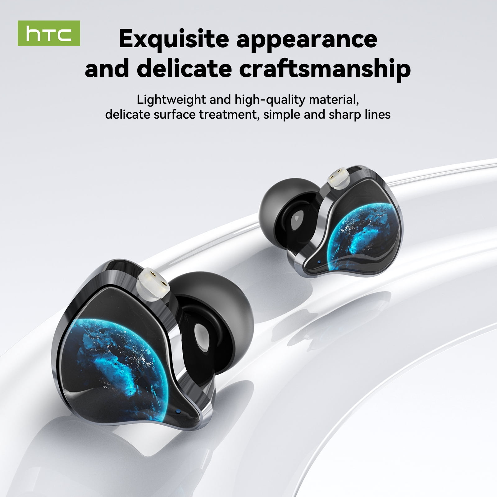 HTC Earbuds 3 in 1 Detachable Earbuds In-Ear/Over-Ear/Wired Headphones with ANC Noise Canceling Bluetooth Multipoint Connection
