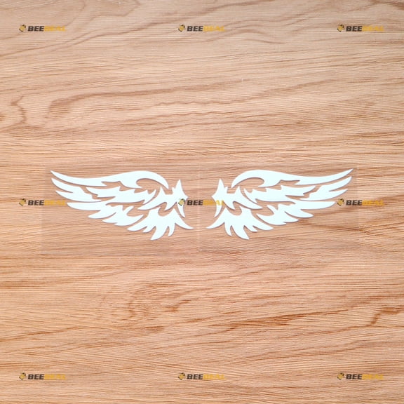 Angel Wings Car Sticker Decal Vinyl - Pair Mirror Images Reversed White 4" - For Car Boat Laptop Cup No Background Die-cut