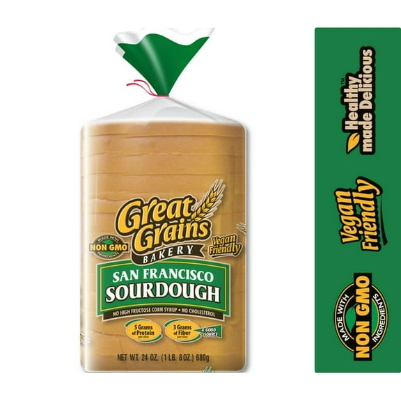 Great Grains San Francisco Sourdough Premium Wide Pan Bread, 24 oz (Pack of 3)