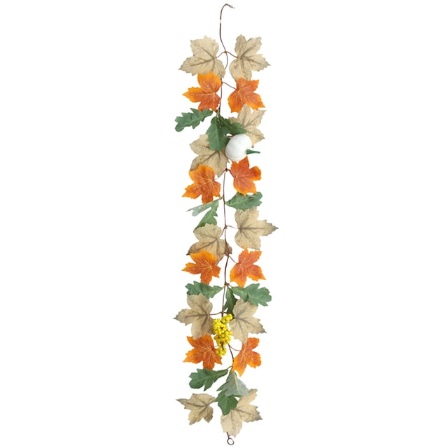 Halloween Maple Leaf Rattan Decoration 100 cm Multicolor Plastic Faux Fall Foliage for Indoor Outdoor Party Decor