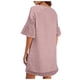 thumbnail image 3 of Puntoco Vestido De Manga Corta Con Cuello En V, Gasa Jacquard Con Cuello En V De Color Sólido De Verano Para Mujer Color L, 3 of 5