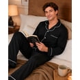 thumbnail image 5 of Aideaone 2 Piece Men's Pajamas Set Button Down Sleepwear Long Sleeve Pjs Set Soft Loungewear with Pockets Size M-XXL, 5 of 6
