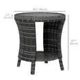 thumbnail image 3 of Outsunny Table Basse d'Extérieur en Osier de 18 Pouces, Table d'Appoint de Patio à 2 Niveaux, Gris, 3 of 10