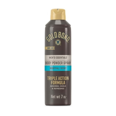 Gold Bond Men's Essentials Body Powder and Foot Powder Spray, Nightfall Scent, 7 oz