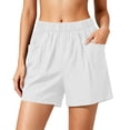 thumbnail image 3 of Ihhxva Cotton Shorts for Women Relaxed Fit Elastic Waist Solid Color with Pockets Adjustable Stretchable Summer Exterior Pocket Mid Rise Flat Front Casual Beach Workout Lounge S-2XL, 3 of 7