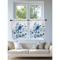 thumbnail image 4 of Blue Ombre Floral Tier Curtains 24 Inch Length,Sheer Curtains for Bedroom Living Room Window Spring Elegant Flowers Watercolor Rod Pocket Drapes Kitchen Curtains Small Half Window 27.5"x24" 2 Panels, 4 of 6