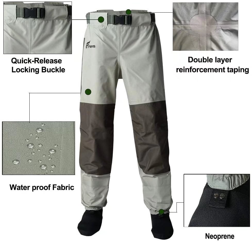 8 Fans Waist Waders,3-Ply Durable Breathable Waterproof
