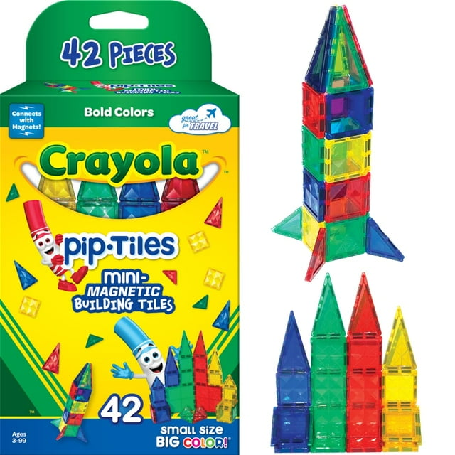 Set de construcción magnético CreateOn Crayola Mini Pip-Tiles 42 piezas