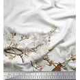thumbnail image 2 of Soimoi White Cotton Voile Fabric White Floral & Bulbul Bird Decor Fabric Printed BTY 42 Inch Wide, 2 of 3