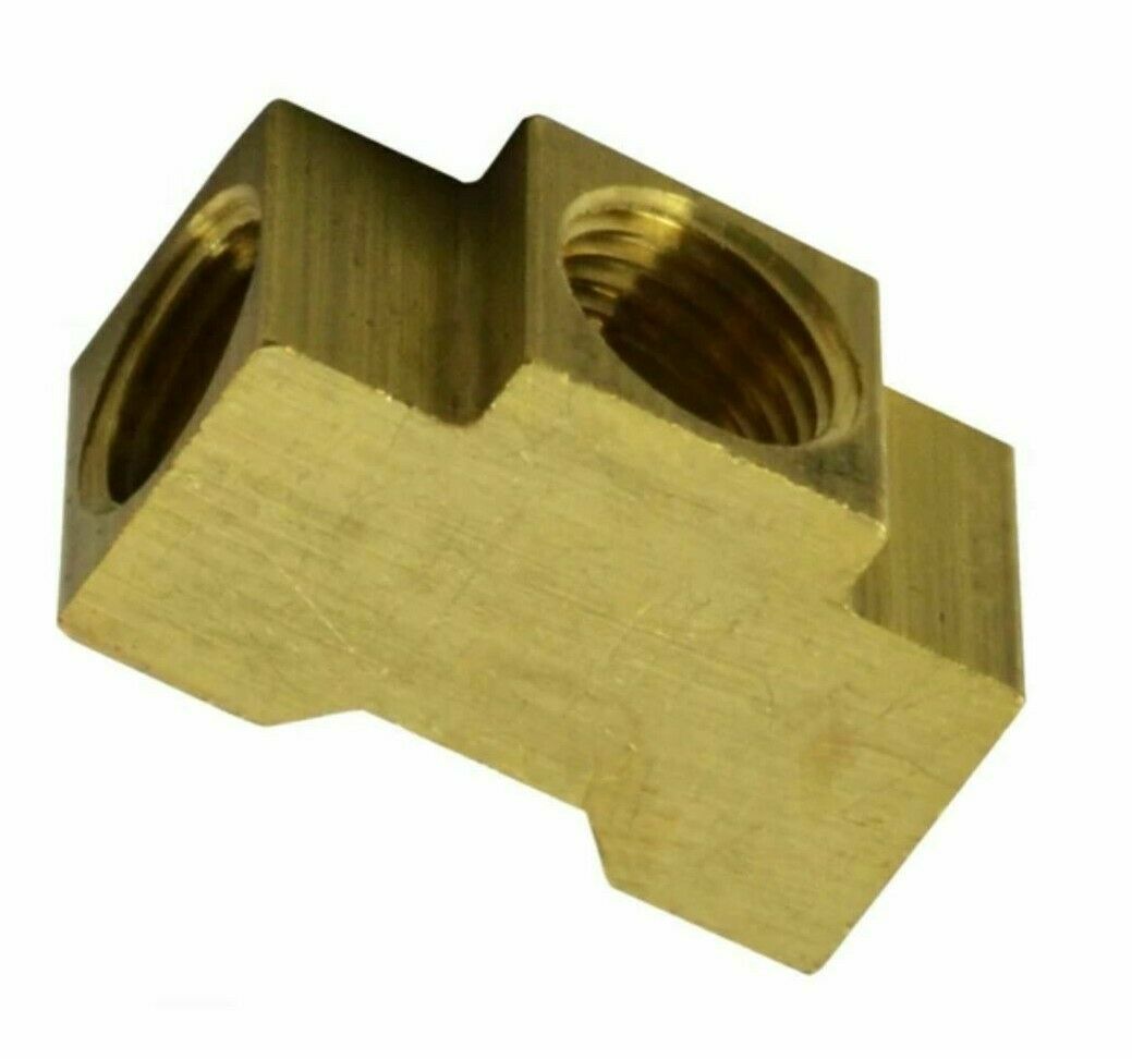 Brass Fuel Line Tee 5/8"18 Female Inverted Flare All Sides for 3/8