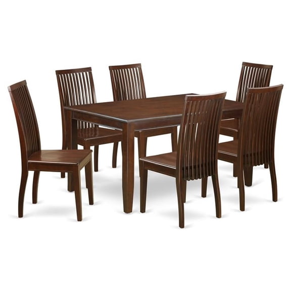 East West Furniture Dudley 7-piece Wood Dinette Table and Chairs in Mahogany