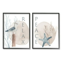 Stupell Industries Nautical Seagull Starfish Peace Relax Tranquility Phrases Coral, 11 x 14, Design by Lucille Price