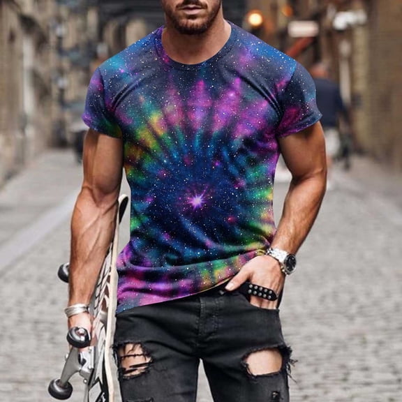 Yaoyar Mens Fashion Printed T-Shirt Short Sleeve Crew Neck Summer Shirts Beach Vacation Casual Breathable Novelty Tee