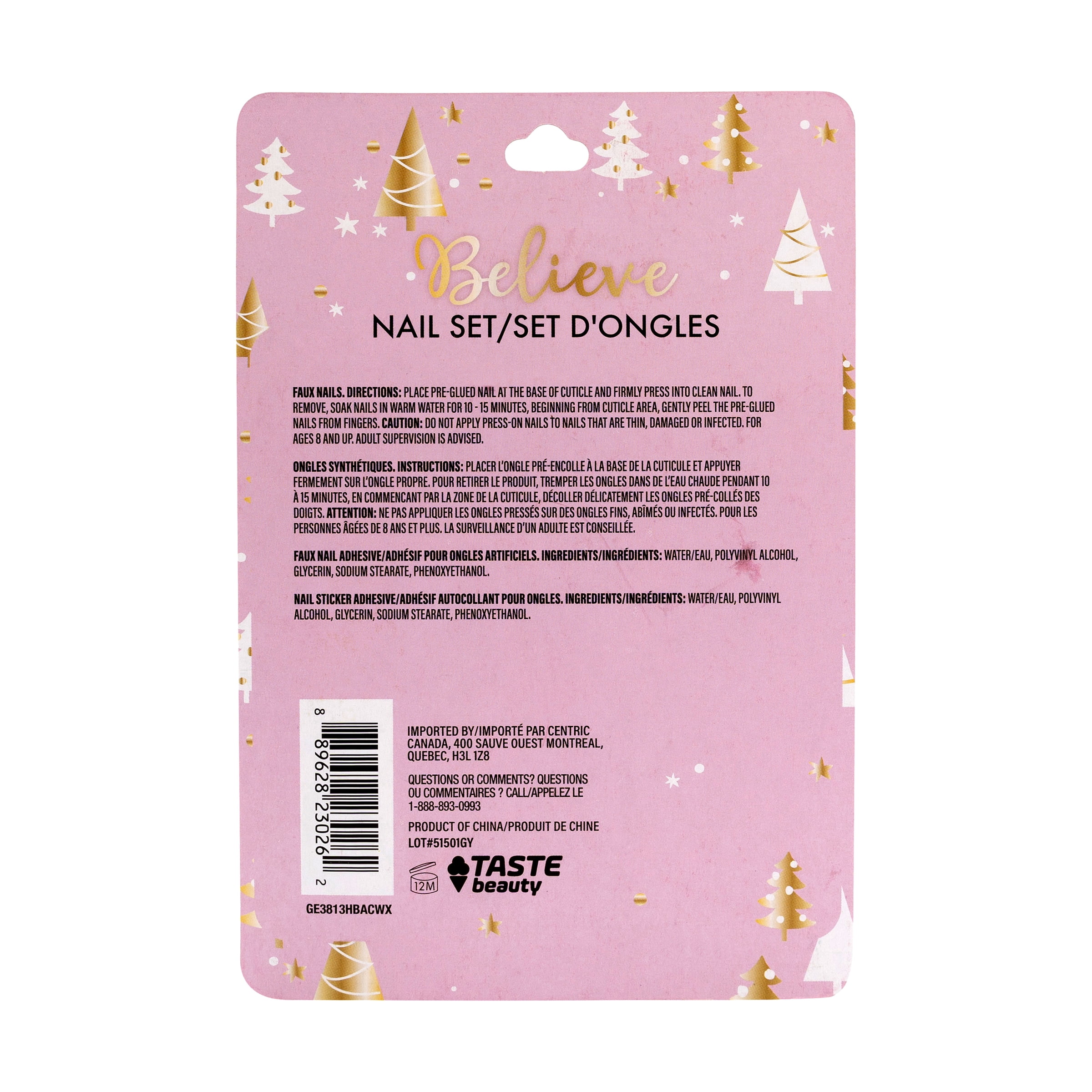 Set de 24 ongles à coller Taste Beauty Arc-en-ciel