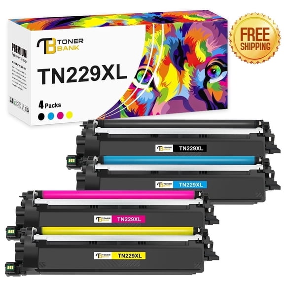 TN229XL TN229 Toner Cartridge with Chip Compatible for Brother TN229 TN-229XL TN-229 for HL-L3280CDW HL-L3220CDW MFC-L3720CDW MFC-L3780CDW HL-L3300CDW Printer (Black Cyan Magenta Yellow, 4-Pack)