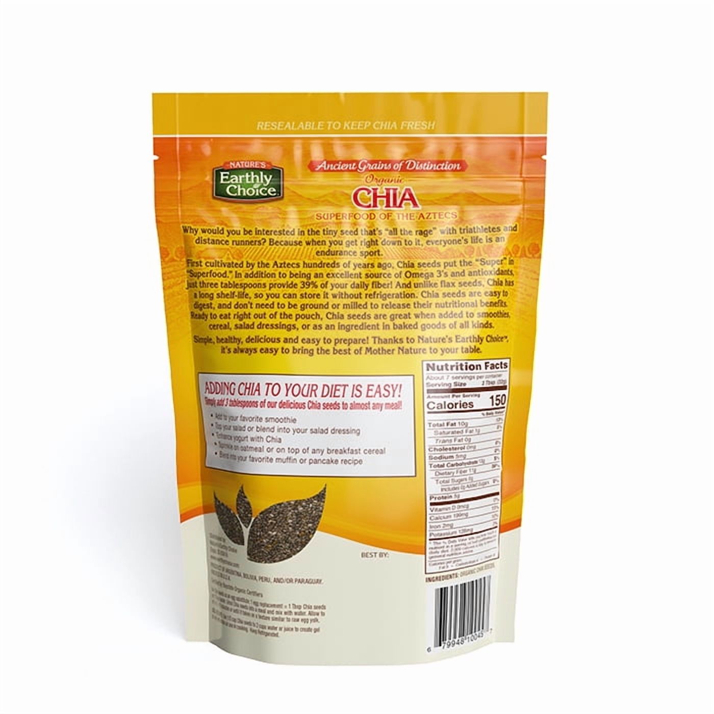 Pack of 6, Natures Earthly Choice Organic Chia Seeds, 8 oz