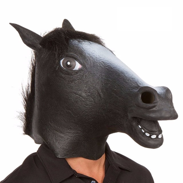 Deluxe Innovative All Saints Day Botanical Reunion Costume Men's Head Mask The Horse's Head (Negro) ZefeiWu 8390613008220