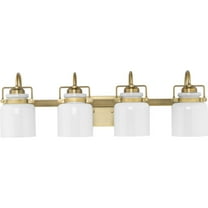 Fessler Collection Four-Light Vintage Brass Opal Glass Farmhouse Bath Light