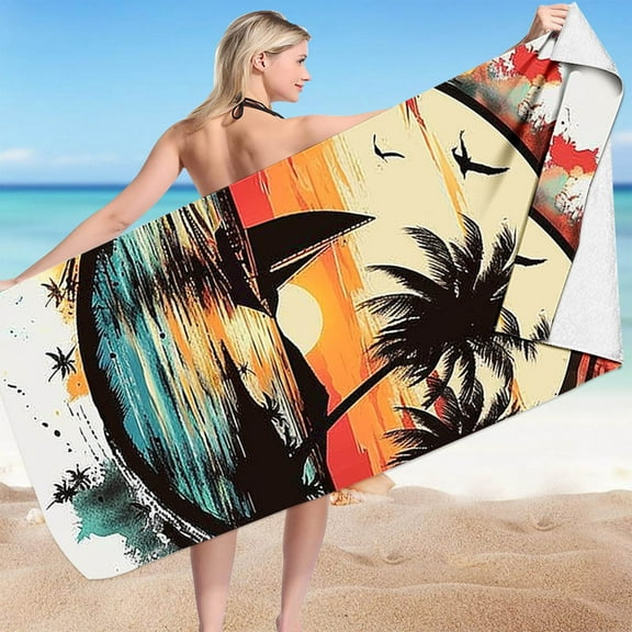 Beach Towels Oversized - 60"x 28" Microfiber Beach Towels for Adults Lightweight Quick Dry Absorbent Compact Sand Free Beach Towel for Swimming Pool, Camping, Yoga, Travel