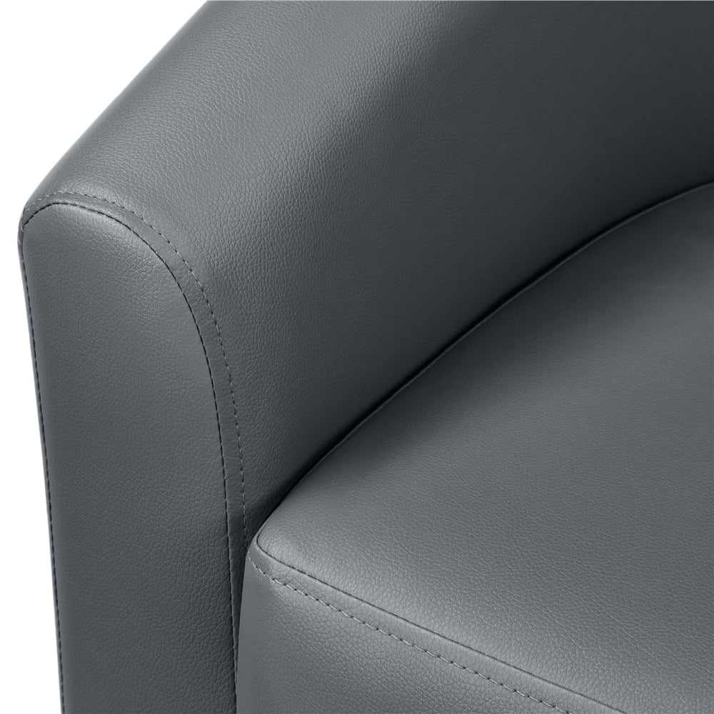 Renwick Faux Leather Living Room Barrel Accent Club Chair, Dark Gray  (图4)