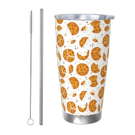 

Logiee Yellow Biscuit Print 20OZ Car Cup with Lid Stainless Steel Vacuum Insulated Double Wall Travel Tumbler Durable Insulated Coffee Mug Thermal Cup with Straw-Straw Two-piece Set