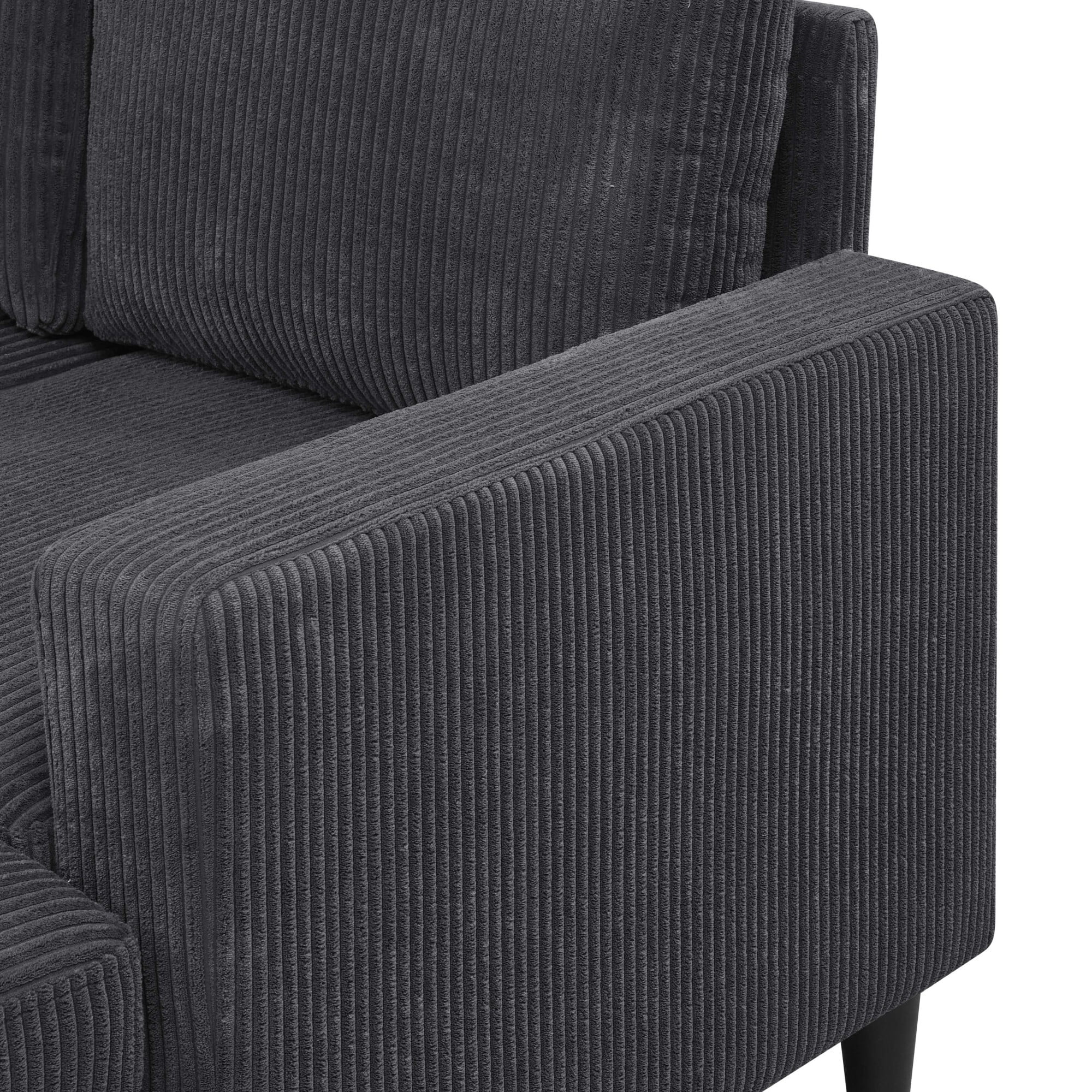 DEALTOPS 101" U-Shaped Modular Sectional Sofa with 2 Ottomans, Corduroy 4-Seater Cloud Couch for Living Room, Dark Gray