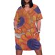 thumbnail image 2 of Vestido holgado con bolsillos y flores naranjas y moradas trajes de playa para mujer vestidos de verano para uso diario, 2 of 7