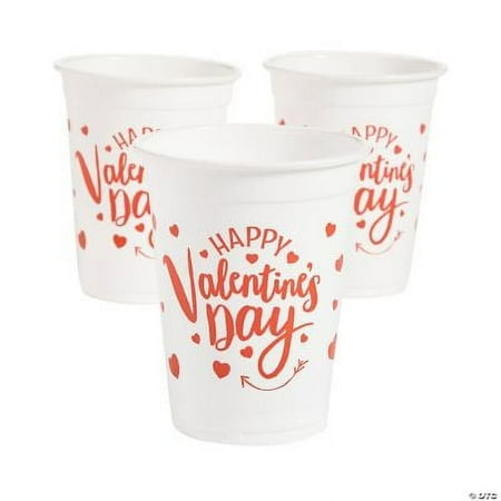 Happy Valentine’s Day Plastic Cups, Valentine's Day, Party Supplies, 50 Pcs