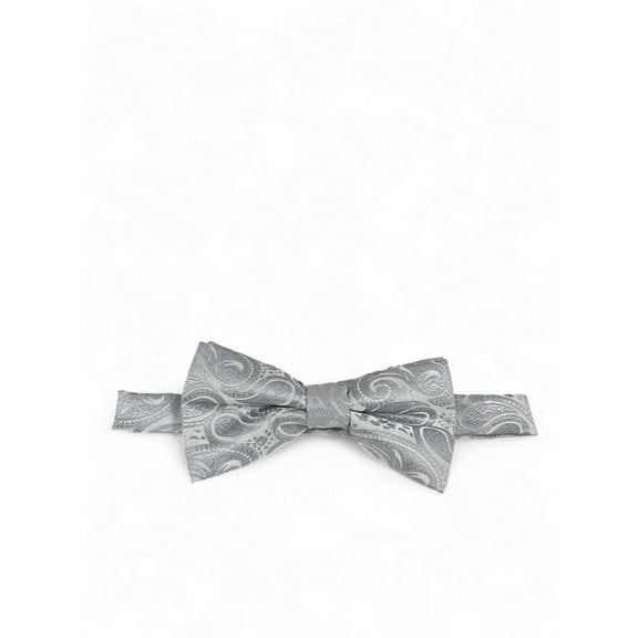 Classic Formal Light Grey Paisley Bow Tie