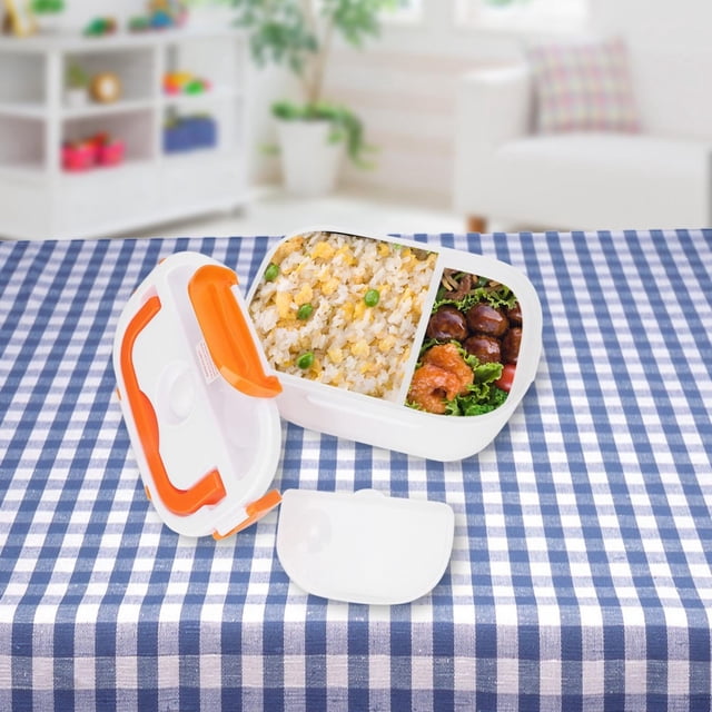 Car Electric Heating Lunch Box, Portable 12V Car Use Electric Heating Lunch Box Bento Meal Heater Food Container Warmer for Car, Office, School and Home Use(Orange)
