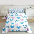 thumbnail image 2 of Manfei Dreamy Love Heart Queen Comforter Set for Kids, Blue Purple Bedding Sets, Cartoon Princess Theme Reversible Bedding Comforter Set, Microfiber Bedroom Decor, 3 Pieces, 2 of 8