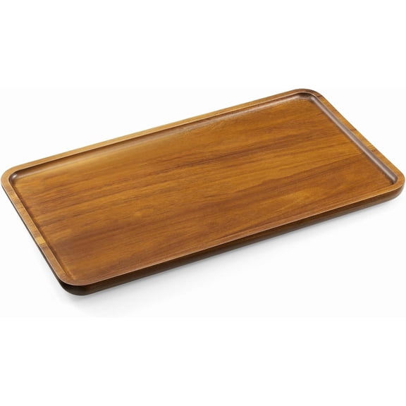 14 Inch Acacia Wood Serving Tray – Rectangular Wooden Decorative for Food, Appetizers, Snacks, Desserts, Coffee Table, Bathroom, Entryway, Vanity, Home Decor Organizer