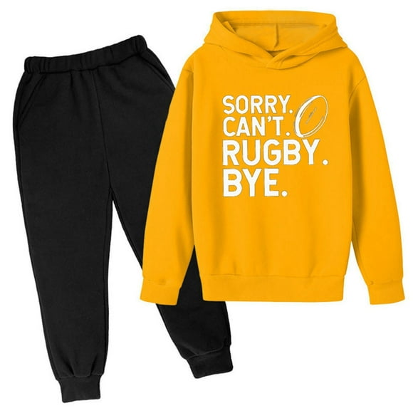 WEAIXIMIUNG 5 Piece Set New Hooded Football Letter Printed Hoodie Pants Children's Casual Two Piece Fashion Trend Football Fans Sports Sweatsuits