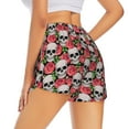 thumbnail image 3 of Disketp Skull and Roses Print Women's Shorts Workout Shorts for Athletic Gym Running Shorts with Phone Pockets X-Large, 3 of 8