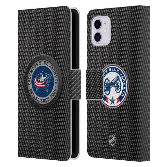 Head Case Designs Officially Licensed NHL Columbus Blue Jackets Puck Texture Leather Book Wallet Case Cover Compatible with Apple iPhone 11