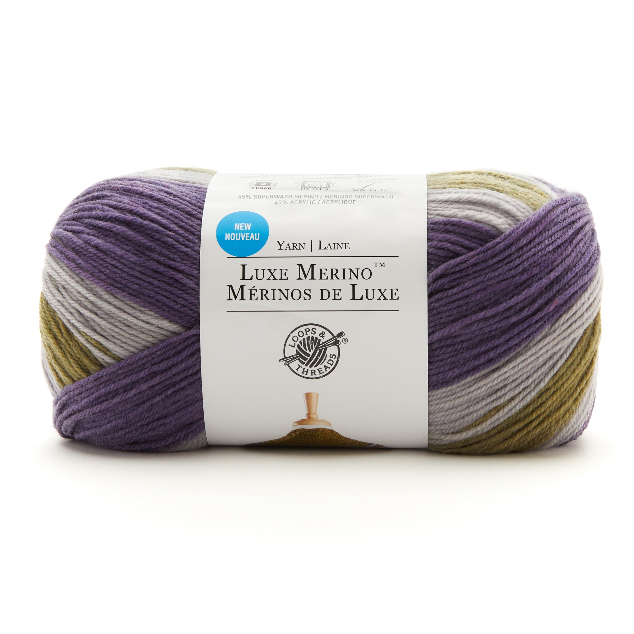 (3 pack) Luxe Merino Yarn by Loops & Threads - Yarn for Knitting - Crochet - Weaving - and Arts & Crafts - Grape - Acrylic Blend - 4.4 oz