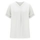 thumbnail image 4 of Tamaño Más Suelto Ajuste Camisetas para las Mujeres con Cuello en V de Manga Corta Suelta Camisa Superior, Poliéster, 4 of 6