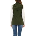 thumbnail image 3 of Allegra K Women's Stand Collar Washed Hoody Zipper Front Drawstring Waist Pocket Utility Vest, 3 of 5