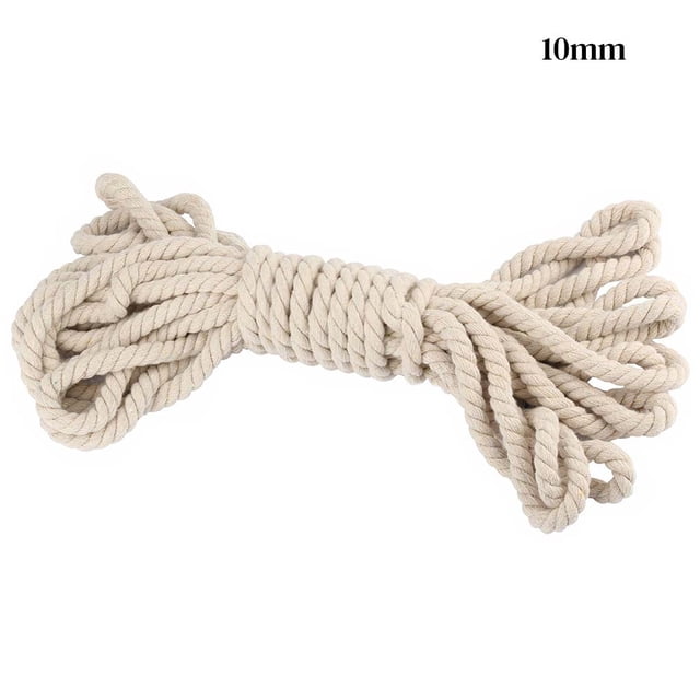 Yuarrent Cuerda de algodón de 5mm, 8mm, 10mm, 15mm, cuerda trenzada gruesa, cuerda trenzada de decoración Beige, cuerda artesanal para el hogar, Kits de decoración para fiestas 10 mm Yuarrent HA002654-03