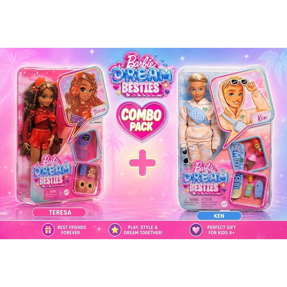 Barbie Dream Besties Teresa & Ken Fashion Dolls 2-Pack Combo Bundle w/ Accessories