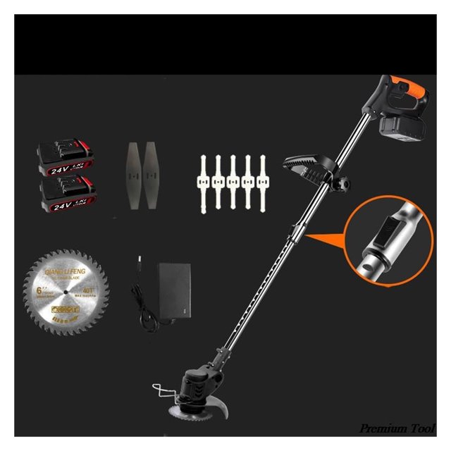 Tondeuse à Gazon Électrique Sans Fil 12V/24V avec 2 Batteries 800W Lithium Désherbeur Outils de Jardinage, Facile à Utiliser