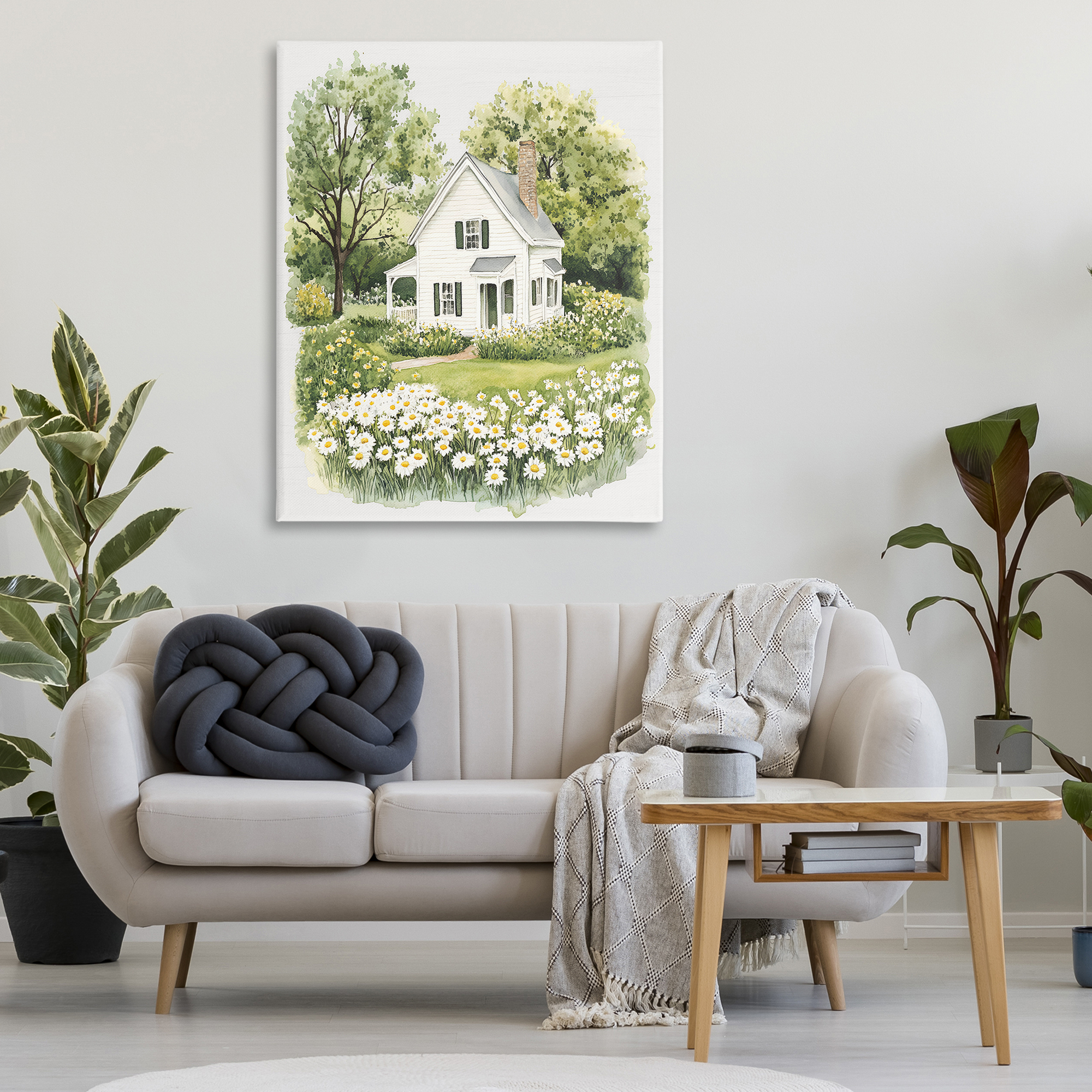 Quaint Countryside Cottage Garden Canvas Wall Art, design by Lettered and Lined