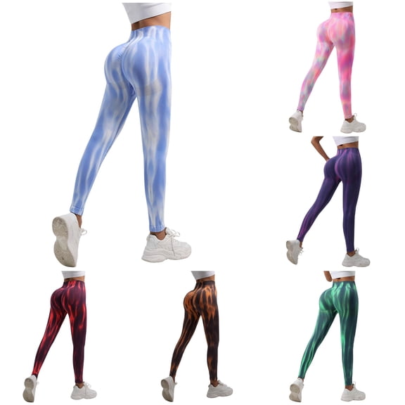 SONXAHE Tie Dye Print Leggings For Women High Waist Tight Fit Stretch Workout Bottoms