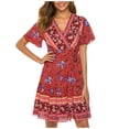 thumbnail image 1 of Birdeem Robes d'Été Élégantes à Col en V Imprimées pour Femmes, 1 of 1