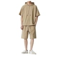 thumbnail image 5 of Men 2 Piece Short Set Style Athcasual Is Fashionable Versatile Handsome Teen Hooded Trend Short Sleeve Shirt and Shorts Summer Outfits for Men, 5 of 5