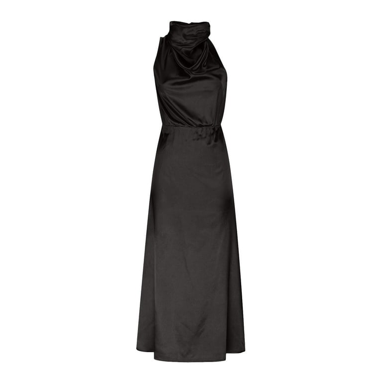 Gaecuw Black Dresses for Women Cocktail Crew Neck Sleeveless Ankle Length  Maxi Dresses Swing Formal Dresses Party Dress Prom Dresses Champagne  Bridesmaid Dresses Elegant Solid Wedding Guest Dresses - Walmart.com